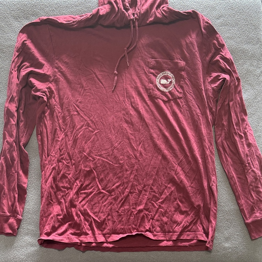 Maroon Long Sleeve Hoodie with Pocket